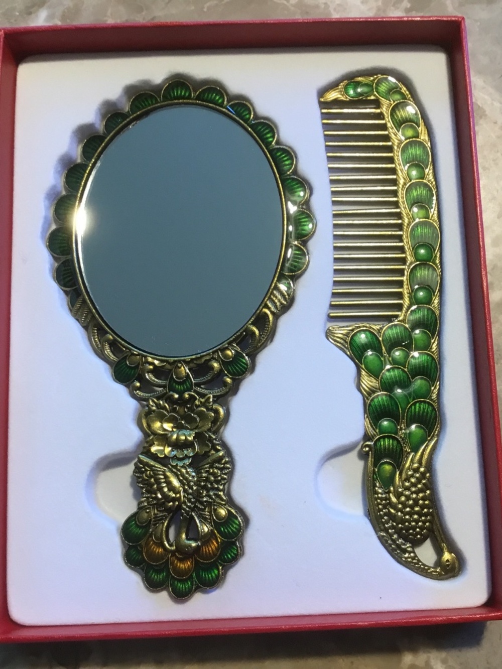 Maniya Mirror & Comb Set (Peacock Design) NICE! - Picture 5 of 5